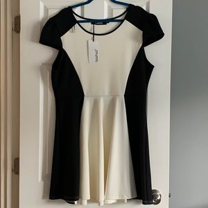 Boohoo black and white dress